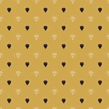Diamond seamless pattern vector illustration. Hand drawn sketched doodle diam Stock Illustration