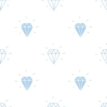 Diamond seamless pattern vector illustration. Hand drawn sketched doodle diam 스톡 일러스트