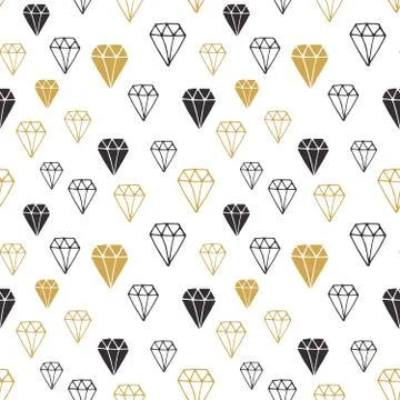 Diamond seamless pattern vector illustration. Hand drawn sketched doodle diam Illustrazione stock