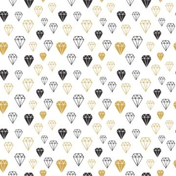 Diamond seamless pattern vector illustration. Hand drawn sketched doodle diam Stock Illustration