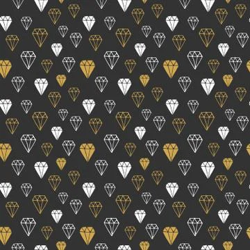 Diamond seamless pattern vector illustration. Hand drawn sketched doodle diam Illustrazione stock