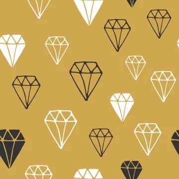 Diamond seamless pattern vector illustration. Hand drawn sketched doodle diam 스톡 일러스트