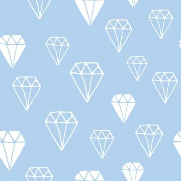 Diamond seamless pattern vector illustration. Hand drawn sketched doodle diam Illustrazione stock