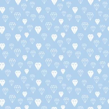 Diamond seamless pattern vector illustration. Hand drawn sketched doodle diam Stock Illustration