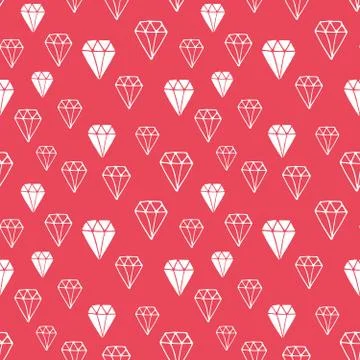 Diamond seamless pattern vector illustration. Hand drawn sketched doodle diam Illustrazione stock