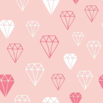 Diamond seamless pattern vector illustration. Hand drawn sketched doodle diam Stock Illustration