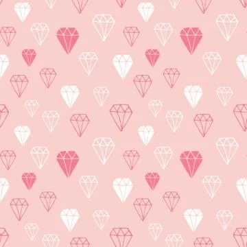 Diamond seamless pattern vector illustration. Hand drawn sketched doodle diam Illustrazione stock