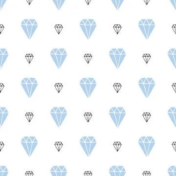 Diamond seamless pattern vector illustration. Hand drawn sketched doodle diam Illustrazione stock