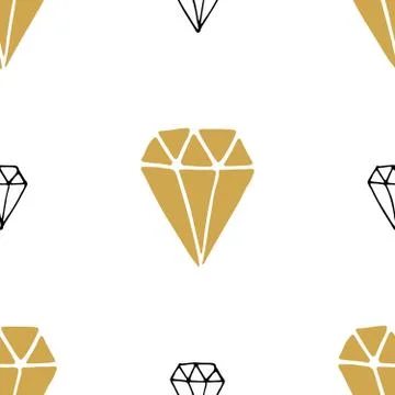Diamond seamless pattern vector illustration. Hand drawn sketched doodle diam 스톡 일러스트