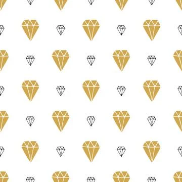 Diamond seamless pattern vector illustration. Hand drawn sketched doodle diam 스톡 일러스트