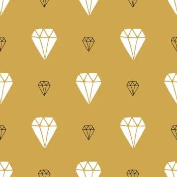Diamond seamless pattern vector illustration. Hand drawn sketched doodle diam Illustrazione stock