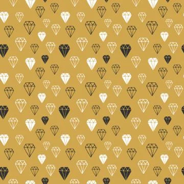 Diamond seamless pattern vector illustration. Hand drawn sketched doodle diam 스톡 일러스트