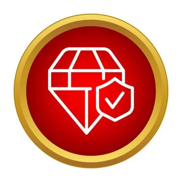 Diamond with security shield and check mark icon Stock Illustration
