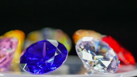 Diamond set on a rotating display stand | Stock Video | Pond5