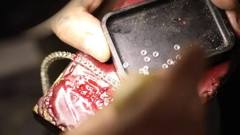 Diamond Setting Process Video stock 209742070