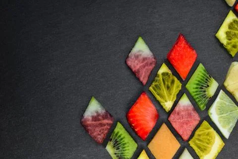 Diamond shape fruit puzzle Stock Photos