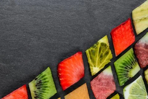 Diamond shape fruit puzzle Stock Photos