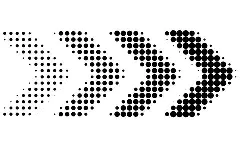 Diamond shape halftone arrow set, Geometric rhombus pattern pointers, Black p Illustrazione stock
