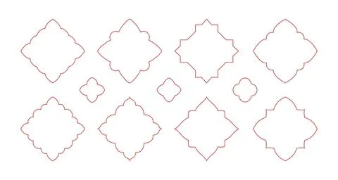 Diamond shape line frame, window. Arabic style bohemian elements for card Stock Illustration