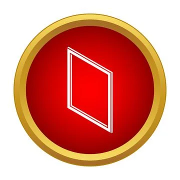 Diamond shape outline on red circle icon 스톡 일러스트