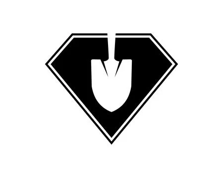Diamond shape with shovel inside Stock Illustration