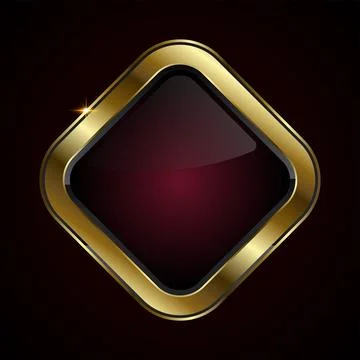 A diamond-shaped button with a rich, glossy black center framed by a brilli.. Stock Illustration