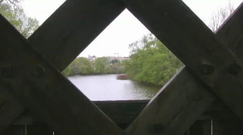 Diamond shaped hole with river outside Stock Footage 487841