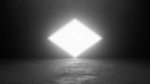 Diamond shaped light opening illuminating dark concrete room 스톡 일러스트
