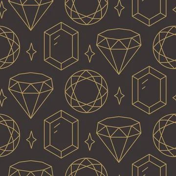 Diamond shapes outline seamless vector pattern for luxury brand Illustrazione stock