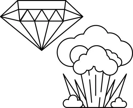 A diamond is shown next to a cloud of smoke 库存插图