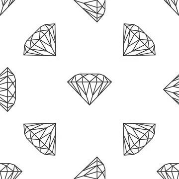 Diamond sign isolated seamless pattern on white background. Jewelry symbol. Gem Stock Illustration