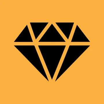 Diamond silhouette vector icon on orange background Stock Illustration