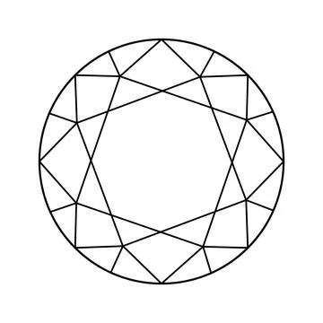 Diamond simple circle icon. Clean design template. Diamond line flat style Stock Illustration