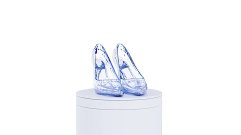 The diamond slippers on the podium. 3d rendering. Stock Footage 284835595