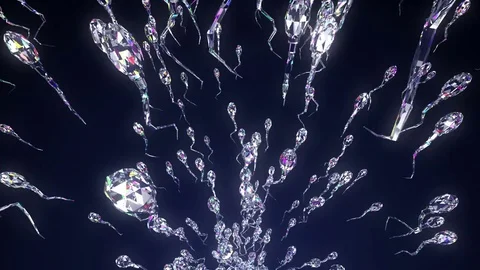 Diamond Spermatozoons. Seamless Looped. Stock Footage