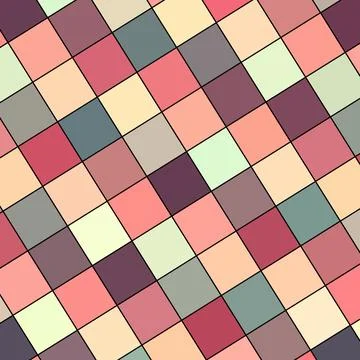 Diamond square shaped abstract mosaic tiles pattern with Diagonal symmetrical re Stock Illustration