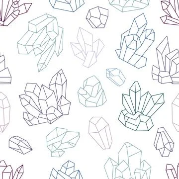 Diamond stone crystals seamless pattern. Geometry gemstone abstract cloth print Stock Illustration