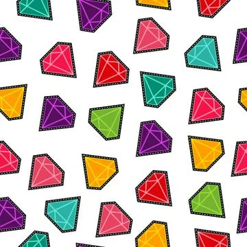 Diamond stone stitch patch pattern in fun colors イラスト素材