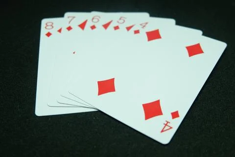 Diamond Straight Flush (Any sequence all the same suit, for instance 8-7-6-5-4) 写真素材