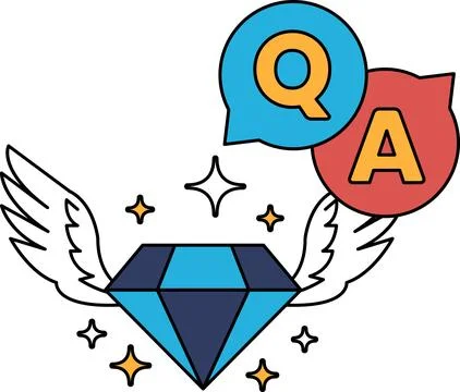A diamond is surrounded by stars and a question mark Stock Illustration