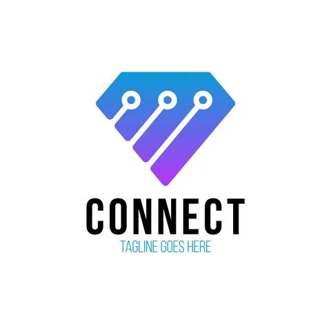 Diamond tech logo design vector template, Creative Diamond logo concept Stock Illustration