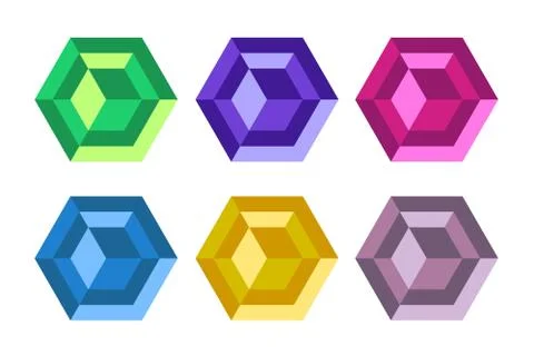 Diamond technology icon monogram set Stock Illustration