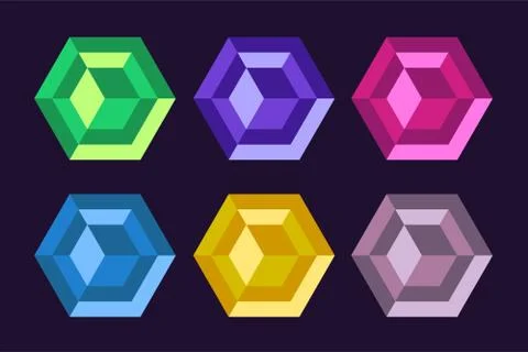 Diamond technology icon monogram set Stock Illustration