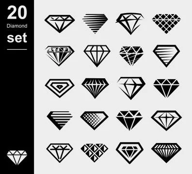 Diamond texture background. Collection icon diamonds. Vector Stock Illustration