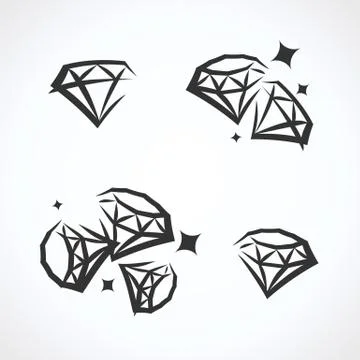 Diamond texture background. Collection icon diamonds. Vector Stock Illustration