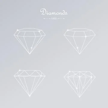 Diamond thin line vector elements. Stock Illustration