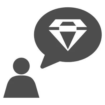 Diamond Thinking Person Flat Vector Icon Stock Illustration