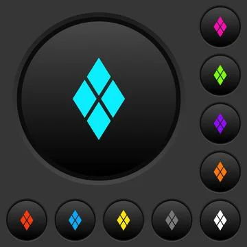 Diamond tile pattern dark push buttons with color icons Stock Illustration
