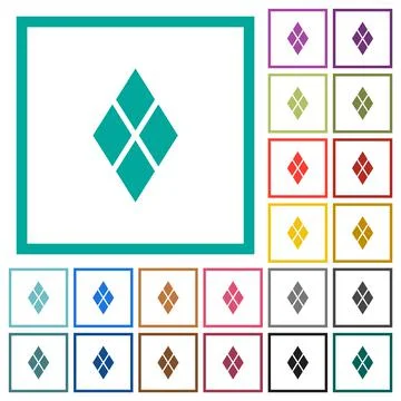Diamond tile pattern flat color icons with quadrant frames Stock Illustration