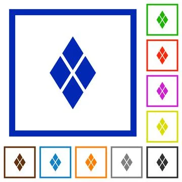 Diamond tile pattern flat framed icons Illustrazione stock